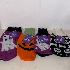 Set of 4 Halloween Pet Sweaters for small pets.